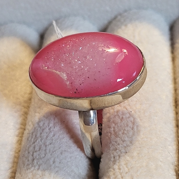 from Arizona Jewelry - Glam .925 Sterling Silver Pink Druzy Ring Size 7.5 (New)